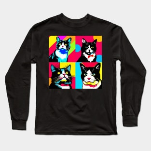 Tuxedo Cat Pop Art - Cat Lover Gift Long Sleeve T-Shirt